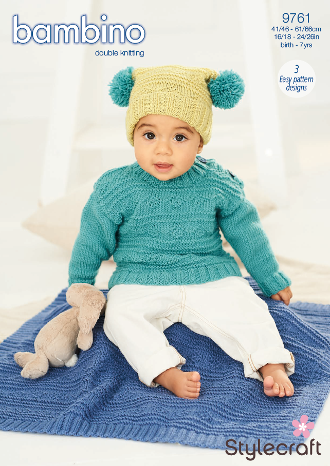 Stylecraft Pattern 9761: Baby Sweater, Hat and Blanket
