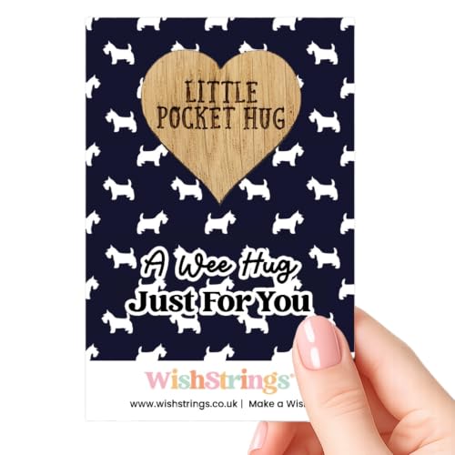 WishStrings A Wee Hug Just For You – Pocket Hug Wooden Heart Keepsake | Handmade Scottish Souvenir Letterbox Gift